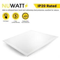 Nuwatt 2X2 Ft Led Panel Troffer Edge Lit Thin Flat (4 Pack) 40W 5000K 4600 Lumens, 120V-277V Ac/Dc, 0-10V Dimmable, Ul Dlc Listed, Drop Ceiling Lights