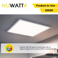 Nuwatt 2X2 Ft Led Panel Troffer Edge Lit Thin Flat (4 Pack) 40W 5000K 4600 Lumens, 120V-277V Ac/Dc, 0-10V Dimmable, Ul Dlc Listed, Drop Ceiling Lights