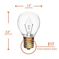 40W Incandescent Lava Lamp Replacement Light Bulb, S11 Shape, E17 Intermediate Base, 360 Lumens, Dimmable, 130V, (6 Pack)