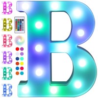 Foaky Colorful Led Letter Lights With Remote,Marquee Light Up Letters Sign For Night Light Wedding/Birthday Party Battery Powered Christmas Lamp Home Bar Decoration(B)