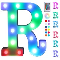 Foaky Colorful Led Letter Lights With Remote,Marquee Light Up Letters Sign For Night Light Wedding/Birthday Party Battery Powered Christmas Lamp Home Bar Decoration(R)