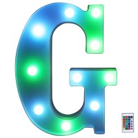 Foaky Colorful Led Letter Lights With Remote,Marquee Light Up Letters Sign For Night Light Wedding/Birthday Party Battery Powered Christmas Lamp Home Bar Decoration(G)