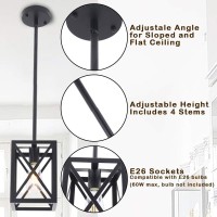 Puupa Farmhouse Lantern Pendant Light Fixtures Ceiling Hanging Rustic Chandelier Black (1 Light)