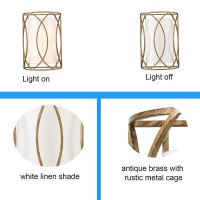 Hydelite Vintage Wall Sconces Antique Brass Rustic Wall Light Fixture Linen Shade Wall Lamp For Bedroom