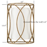 Hydelite Vintage Wall Sconces Antique Brass Rustic Wall Light Fixture Linen Shade Wall Lamp For Bedroom