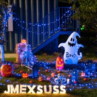 Jmexsuss 2 Pack Blue Solar Christmas Lights 100 Led 427Ft Solar Halloween Lights Outdoor 8 Modes Solar String Lights For Hall