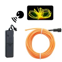 Maxlax El Wire Yellow, Sound Activated/Constant Light/Slow Flash 9Ft Neon Lights Wire Glowing Strobing Electroluminescent Wire With Battery Operated For Diy Decoration