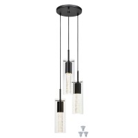 Xinbei Lighting Pendant Light, Modern 3 Light Cluster Kitchen Island Pendant Lighting With Led Bulb & Bubble Crystal, Matte Black Finish Xb-P1110-3-Mb