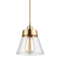 Lywinsa E26 Gold Copper Glass Modern Nordic Pendant Light Hanging Light Fixture Dining Room Decor Kitchen Island Lighting Modern Decor Pendant Crystal Light