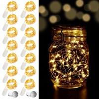 Yoeen 16 Pack Led Fairy Lights Battery Operated 5Ft 20 Led Mini String Lights Flexible Copper Wire Waterproof Bulk Firefly Starry Lights For Mason Jars Wedding Party Christmas Decorations, Warm White