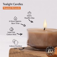 Hyoola Scented Tealight Candles Clear Cup Roasted Almonds Tealight Candles Scented 6 Hour Burn Time 15 Pack European M