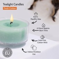 Hyoola Scented Tealight Candles Clear Cup Fresh Cotton Tealight Candles Scented 6 Hour Burn Time 15 Pack European Made