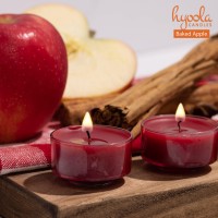 Hyoola Scented Tealight Candles Clear Cup Baked Apple Tealight Candles Scented 6 Hour Burn Time 15 Pack European Made