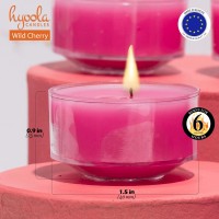 Hyoola Scented Tealight Candles Clear Cup Wildcherry Tealight Candles Scented 6 Hour Burn Time 15 Pack European Made