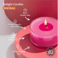 Hyoola Scented Tealight Candles Clear Cup Wildcherry Tealight Candles Scented 6 Hour Burn Time 15 Pack European Made