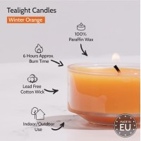 Hyoola Scented Tealight Candles Clear Cup Winter Orange Tealight Candles Scented 6 Hour Burn Time 15 Pack European Mad