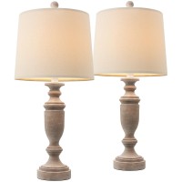 Portres 24.5'' Classic Table Lamp Set Of 2 For Bedroom Desk Lamps For Living Room Kids Room Study Room Office Rustic Table Lamps For End Table Resin