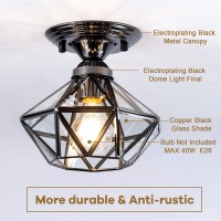 Fisgoni Black Flush Mount Ceiling Light Hallway Light Fixtures Ceiling Black Ceiling Light Glass For Foyer Entryway Doorway Kitchen,7.87In