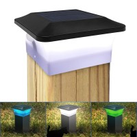 Sumaote Solar Post Cap Light 4 X 4, Outdoor Waterproof Motion Sensor Color Changing Solar Post Light Fits 3.5X3.5 Wooden Posts Fence Post Deck Garden Lighting, 6000K White Light (1-Lamp)