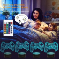 Fullosun Pixel Game Over Illusion Lamp Gamepad 3D Night Light 3 Patterns With Remote Control 16 Color Changing Gaming Room He