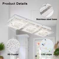 Lzawvm Ceiling Light Flush Mount Led Crystal Ceiling Light Fixture Modern Liner Hallway Ceiling Light 4000K Dimmable For Living