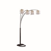 Outfit your contemporary themed home with a glam appeal by adding this Arc Floor lamp Constructed from black finished metal with U shaped base for stability this lamp features 4 chandelier style lights with acrylic crystals that arc out from a single poin