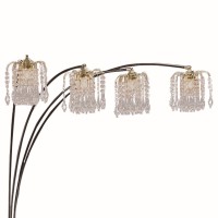 Outfit your contemporary themed home with a glam appeal by adding this Arc Floor lamp Constructed from black finished metal with U shaped base for stability this lamp features 4 chandelier style lights with acrylic crystals that arc out from a single poin