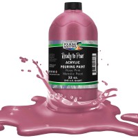 Pouring Masters Rose Pink Metallic Pearl Acrylic Ready To Pour Pouring Paint Premium 32Ounce Premixed Waterbased For Canv