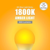 Neporal Amber Light Bulbs 9W, Soft Warm Sleep Light Bulbs 60W Equivalent, Blue Light Blocking Amber Night Light Bulbs 1800K, Bedtime Light Bulb For Healthy Sleep.