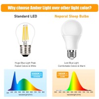 Neporal Amber Light Bulbs 9W, Soft Warm Sleep Light Bulbs 60W Equivalent, Blue Light Blocking Amber Night Light Bulbs 1800K, Bedtime Light Bulb For Healthy Sleep.