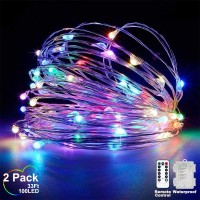 Led Fairy Lights Battery Operated Outdoor 2 Pack 33Ft Led String Lights With Remote Multi Color Fairy Lights Twinkle Firefly Li