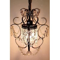 Riomasee Mini Chandelier Black Crystal Chandelier 1 Light Elegant Chandelier Crystal Iron Ceiling Light Fixture For Bedroomfarm