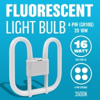 New Set Of 2 Fluorescent Light Bulb 4 Pin Energy Saving 16W Slim Lamp Tube 2D