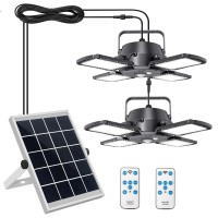 Aqonsie Solar Pendant Lights Outdoor Indoor, 1000Lm Dual Head, 120 Adjustable Solar Motion Sensor Light With Remote & 4 Lighting Modes For Shed Gazebo Home Barn Chicken Coop Patio