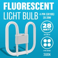 New Set Of 2 Fluorescent Light Bulb 4 Pin Energy Saving 28W Slim Lamp Tube 2D