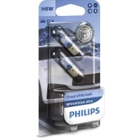 Philips Whitevision Ultra H6W Car Signaling Bulb, Double Blister