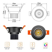 Lightingwill 2Inch Led Dimmable Downlight 3W Cob Recessed Ceiling Light Warm White 3000K3500K Cri80 25W Halogen Bulbs Equiv