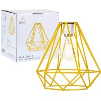 Giggi Yellow Cage Metal Basket Ceiling Light Shade, Wrought Iron Ceiling Fitting Light & Industrial Style Ring Light For Indoor And Metal Basket Pendant Light Shade With Lamp Shade Reducer Ring