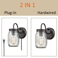 Diryzon Eul Vintage Mason Jar Light Fixture Clear Glass 2Pack Wall Lights Oil Rubbed Bronze