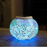 Wsgift Color Changing Solar Powered Glass Mosaic Ball Led Garden Lights, Rechargeable Solar Table Lights, Outdoor Waterproof Solar Night Lights Table Lamps For Decorations, Ideal Gifts