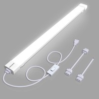 Utility Led Shop Lights Fixture With Plug 4Ft 5000K 36W 3600Lm Linkable Waterproof Led Closet Light Under Cabinet Light Ceiling Led Tube Light For Garage Kitchen Bathroom Workbench And Office (White)