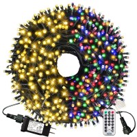 Xtf2015 165Ft 500 Led Christmas Lights Outdoor, 3-In-1 Color Changing Christms Tree Lights With 11 Modes And Remote For Christmas Outdoor Indoor Decor (Warm White & Multicolor & Combination) (165Ft)