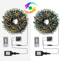 Xtf2015 165Ft 500 Led Christmas Lights Outdoor, 3-In-1 Color Changing Christms Tree Lights With 11 Modes And Remote For Christmas Outdoor Indoor Decor (Warm White & Multicolor & Combination) (165Ft)