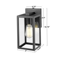 Bestshared Outdoor Wall Light With Dusk To Dawn Sensor, 1-Light Outdoor Wall Lantern, Wall Sconces In Black Finish With Clear Glass Shade