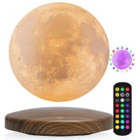 Firpow Levitating Moon Lamp, 18 Colors 6 In Floating Moon Lamp, 3D Led Printing Rotating Magnetic Moon Light Spinning Freely With Remote, Night Light, Desk Bedroom Decor Office, Christmas Gift