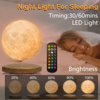 Firpow Levitating Moon Lamp, 18 Colors 6 In Floating Moon Lamp, 3D Led Printing Rotating Magnetic Moon Light Spinning Freely With Remote, Night Light, Desk Bedroom Decor Office, Christmas Gift