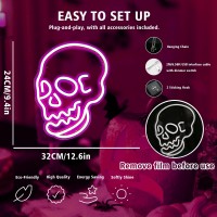 Wanxing Halloween Neon Sign Pink Led Sign Skeleton Skull Neon Light Ghost Led Neon Sign Usb Powered Switch Light Up Sign Neon Si