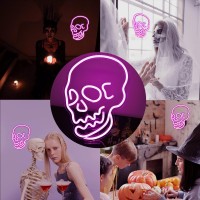 Wanxing Halloween Neon Sign Pink Led Sign Skeleton Skull Neon Light Ghost Led Neon Sign Usb Powered Switch Light Up Sign Neon Si