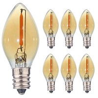 Fannis 6 Pack C7 Replacement Mini Led Bulb, 0.5W Equals 5W, Warm 2200K Filament Edison Bulb, E12 Candelabra Base Vintage Amber Glass Candle Light Bulb For Christmas Holidays Night String Lights