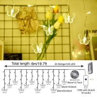 Butterfly Curtain Fairy Lights Usb Plug In8 Modes 120 Led 197Ft Firefly Twinkle Timer String Lights With Remote Waterproof Co